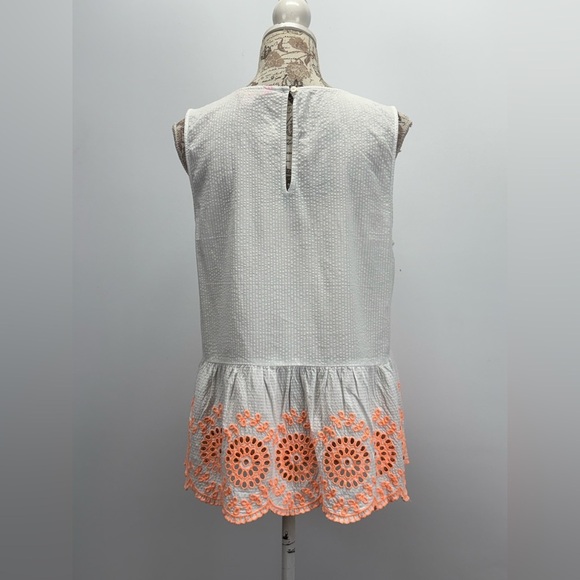 LILLY PULITZER White and Orange embroidered LILLIANA peplum Top size M - Picture 9 of 15